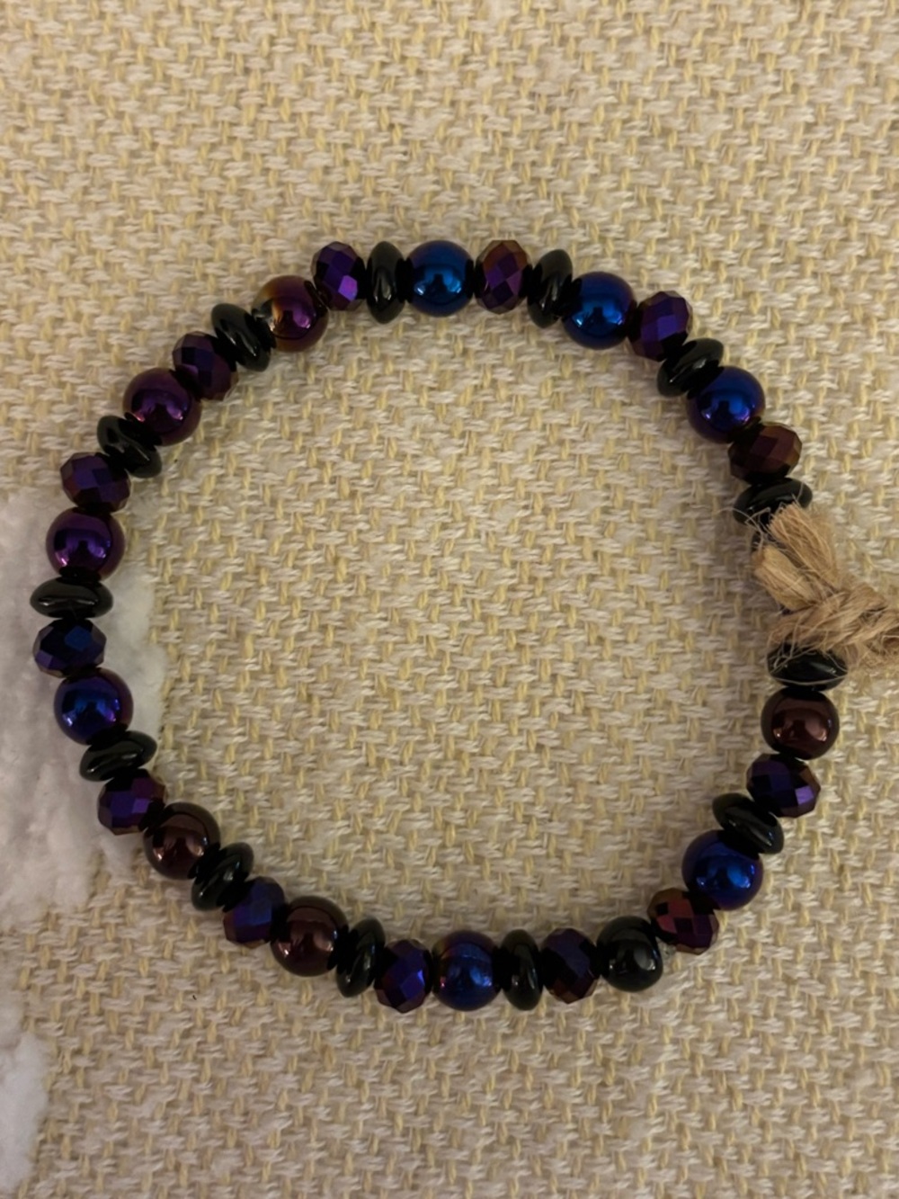 Iridescent Purple & Blue Beaded Stretch Bracelet